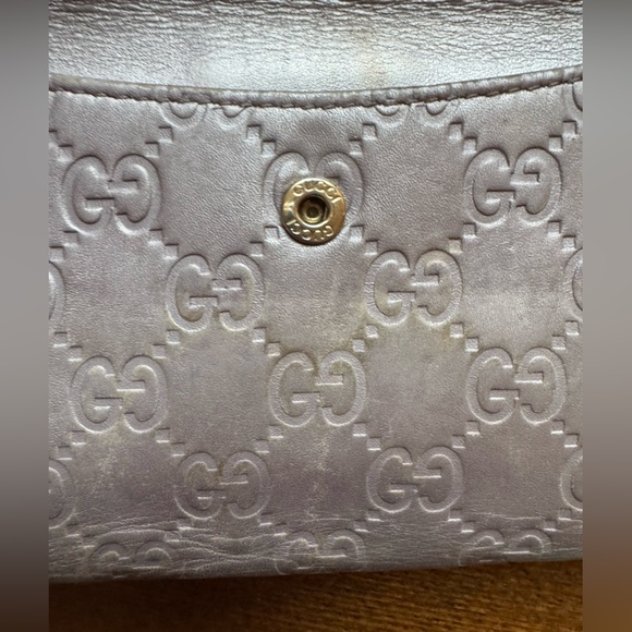 Gucci Guccissima GG Gold Heart Silver Leather Long Wallet W/COA - Picture 12 of 16